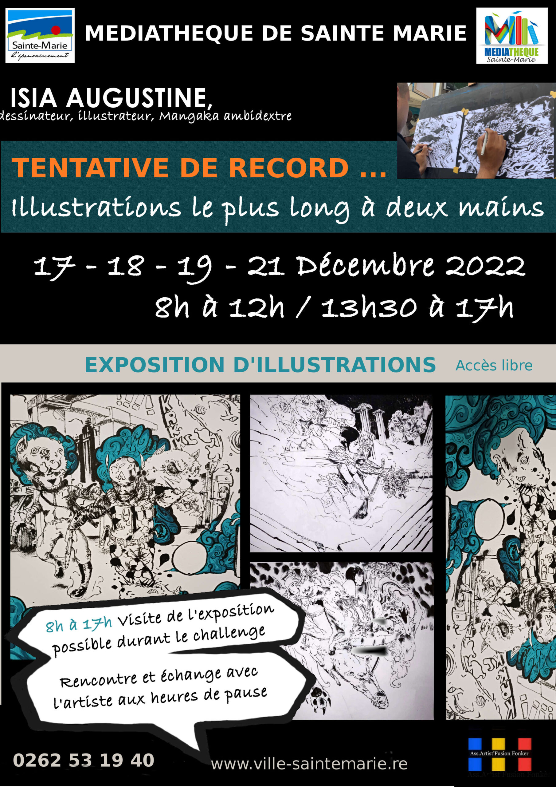 Isia Augustine lors de son exposition et de sa tentative de record en décembre 2022.